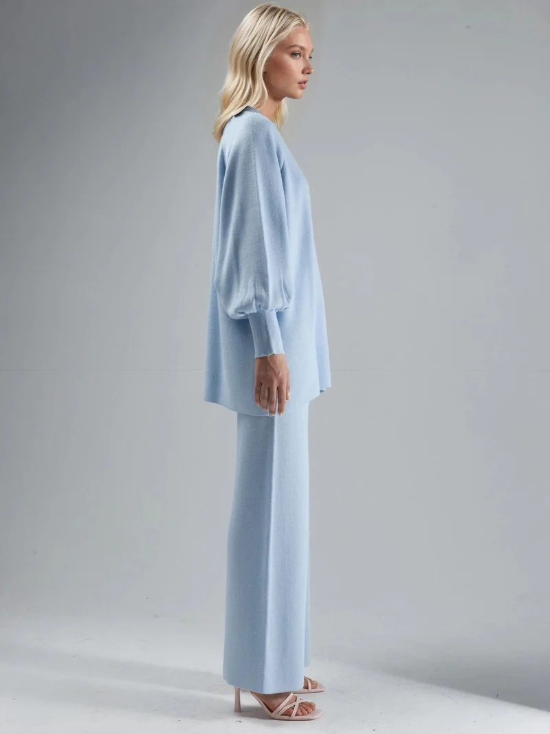My Fashion Baby Blue MY FASHION Loose Fit Sweater & Pants Knit Co-ord Set for Women | Best Price UAE